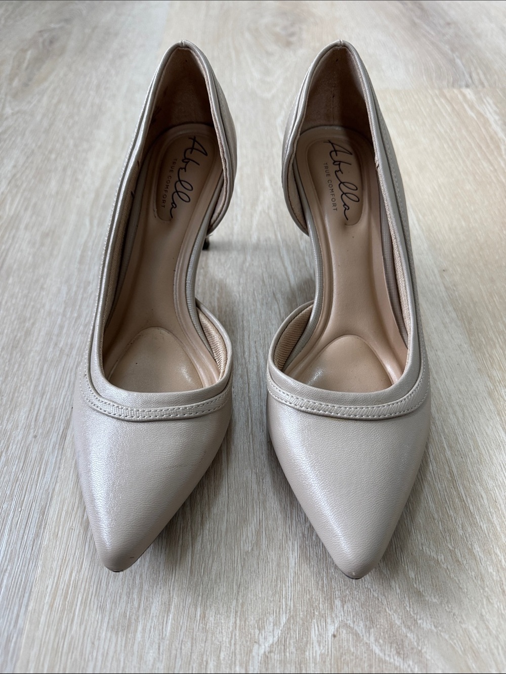 Abella Pointed-Toe Pump in Light Beige